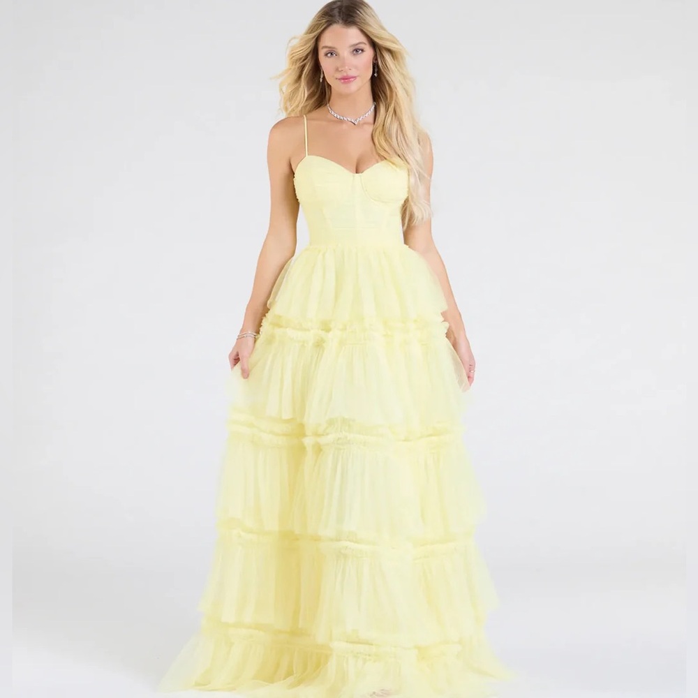 SOLD Windsor Yellow Tiered Tulle Dress for Women